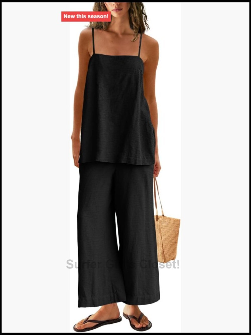 2 Piece Lounge Set Tank Top Wide Leg Pants Summer Travel Outfit
